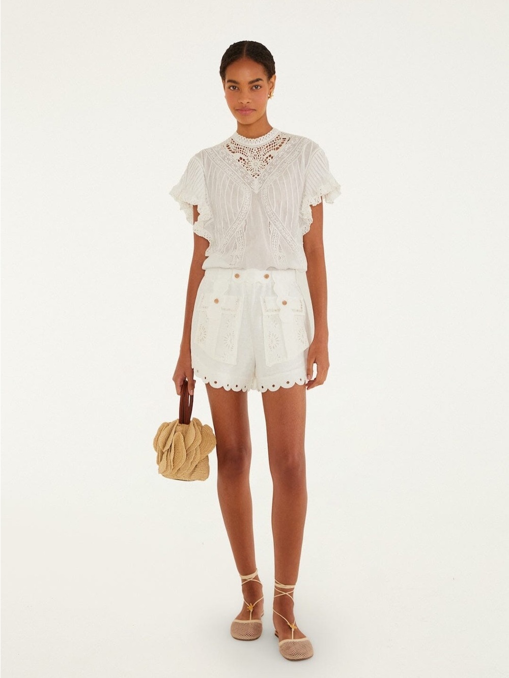 FARM RIO Off-White Artisanal Short - Picture 1 of 4